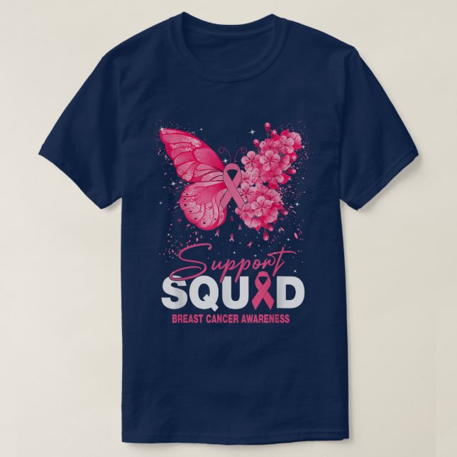 Stöd för bröstcancermedvetenhet på Squad Butterfly T Shirt (Design framsida)