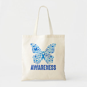 Stöd för Butterfly ALS Awareness Month Blue Ribbon Tygkasse