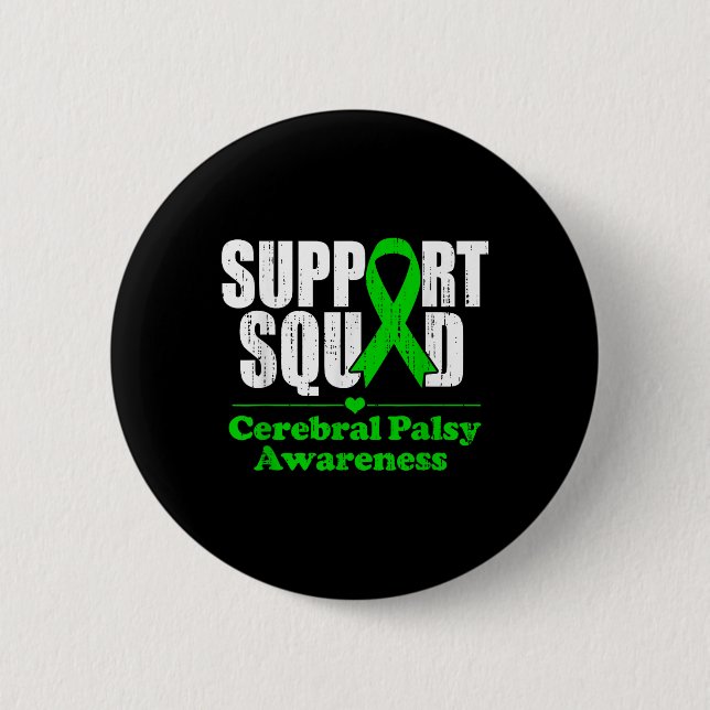 Stöd för Cerebral Palsy Cp Awareness Månadens Grön Knapp (Framsida)