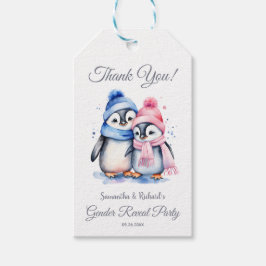 Stöd för Cute Baby Penguin Winter Gender Reveal Pa Presentetikett