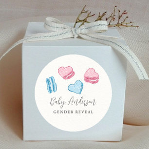 Stöd för Cute Valentine Hearts Gender Reveal Party Runt Klistermärke