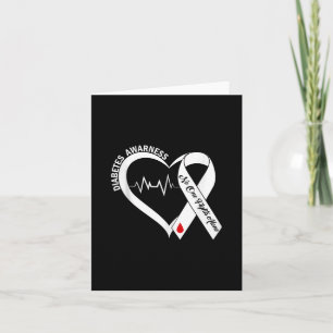 Stöd för diabetesmedvetenhet Heart Blue Ribbon Dia Kort