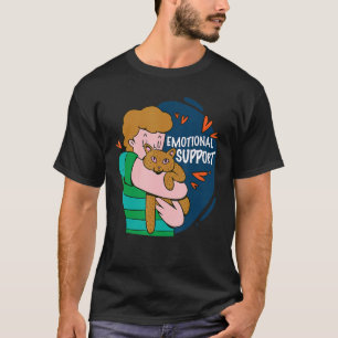 Stöd för en pojke som kramar ett kattdjur t shirt