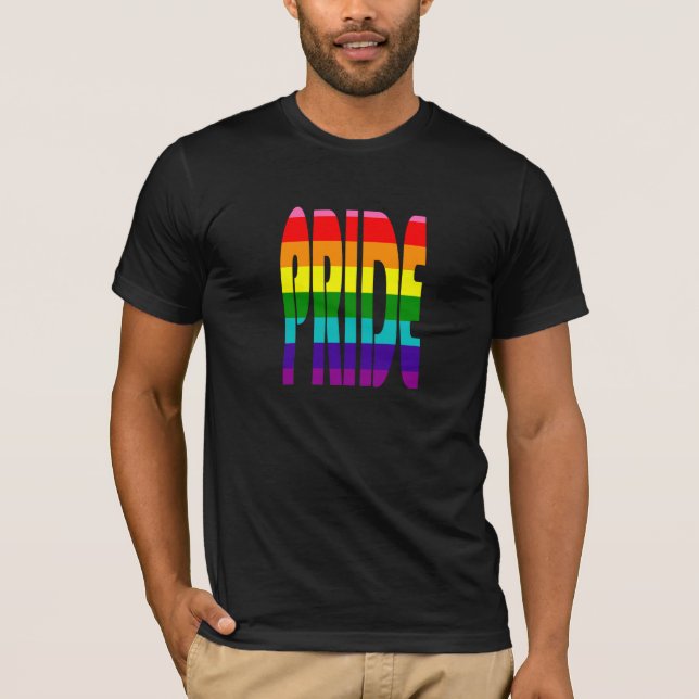 Stöd för färgad HBT-regnbågstext LGBTQ Gay pride T Shirt (Framsida)