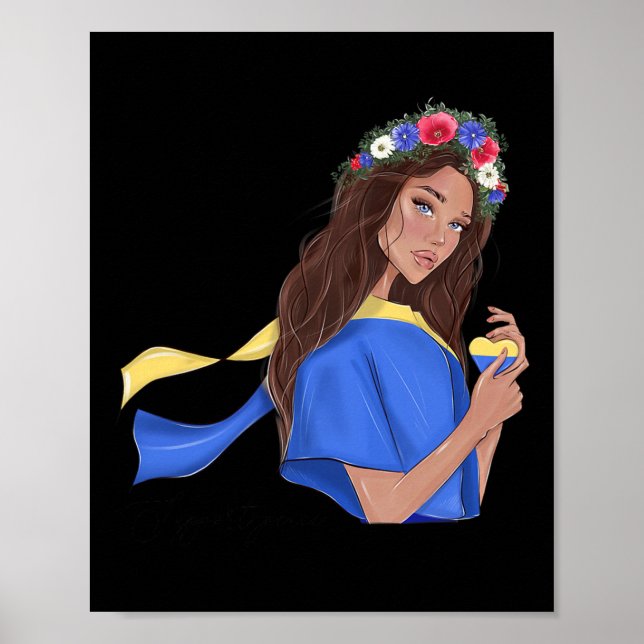 Stöd för fred i Ukraina Ukrainskt flickhjärtasflöd Poster (Framsidan)