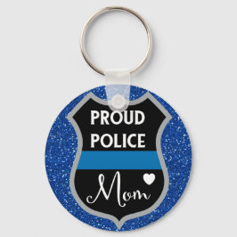 Stöd för Glittery Proud Police Mamma LEO Nyckelring