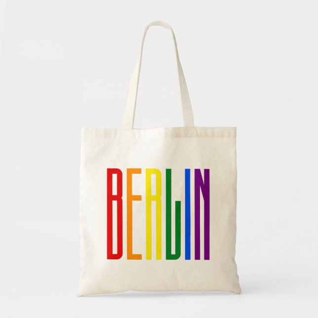 Stöd för HBT Berlin Gay pride Regbow Text HGBTQ Tygkasse (Framsidan)