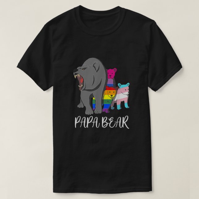 Stöd för HBT-Pride, pappa Bear, Trans Bisexual T Shirt (Design framsida)