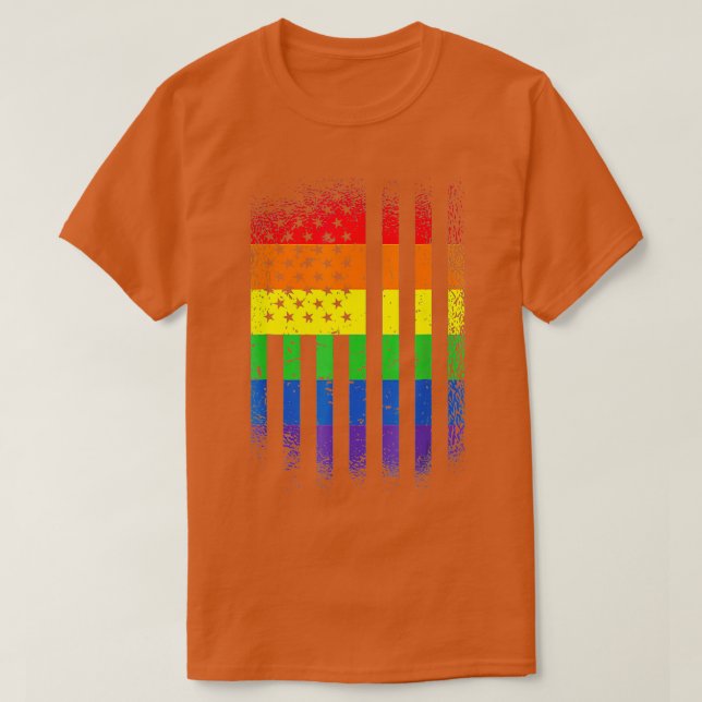 Stöd för hbt-Priden i månaden med Regnbåge Amerika T Shirt (Design framsida)