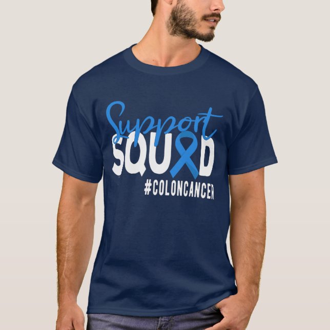 Stöd för kolorektal cancer på fyrkant, koloncancer t shirt (Framsida)