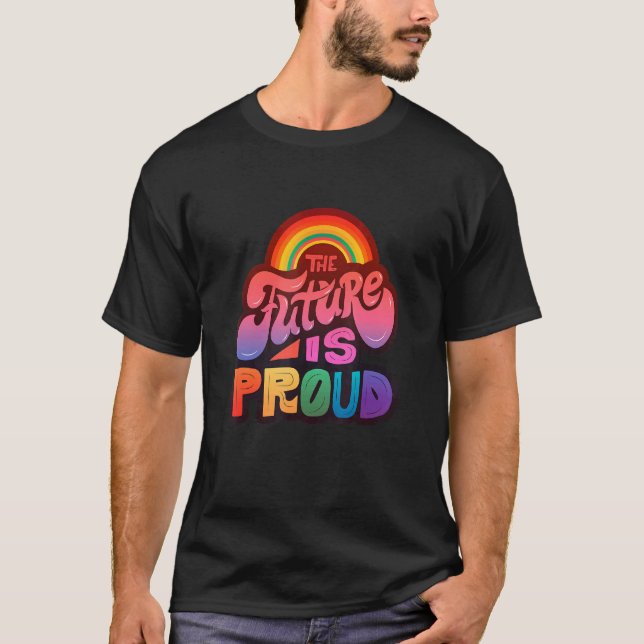 Stöd för LGBtq+ är Pride 5 i framtiden T Shirt (Framsida)