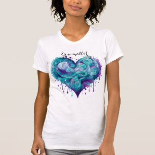 STÖD FÖR lila OCH TURQUOISE SUICIDE-MEDVETENHET T Shirt