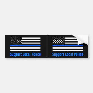 Stöd för lokal polis Thin Blue Line Bildekal