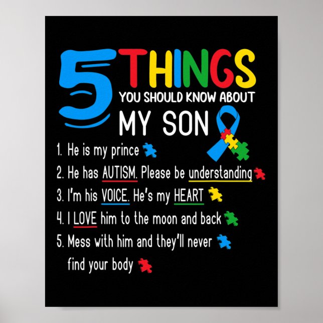 Stöd för medvetandegörande om autism hos Mamma Pap Poster (Framsidan)