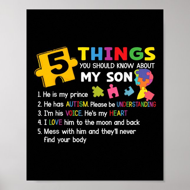 Stöd för medvetandegörande om autism hos Mamma Pap Poster (Framsidan)