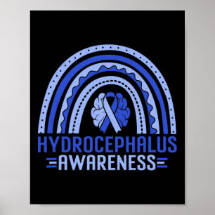 Stöd för medvetandehöjande regnbåge, blått band, W Poster