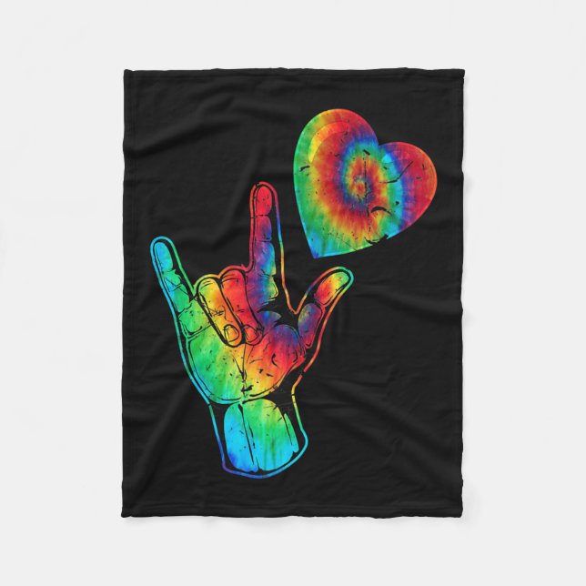 Stöd för medvetenhet om ASL Kärlek-teckenspråk - T Fleecefilt (Framsidan)