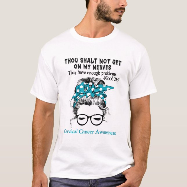 Stöd för menyflikar för Cervical Cancer Awareness T Shirt (Framsida)