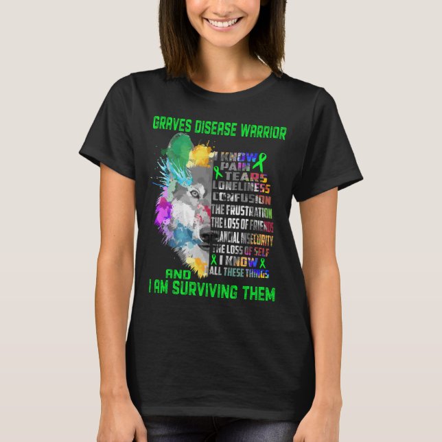 Stöd för menyfliksstöd för Graves Disease Awarenes T Shirt (Framsida)