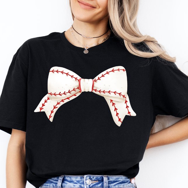 Stöd för Modern Women Baseball Mamma Team Mor T Shirt (Baseball Mom Coquette Bow Mother Shirt Game Day)