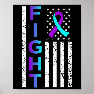 Stöd för ökad medvetenhet om USA flagga Lycklig Poster