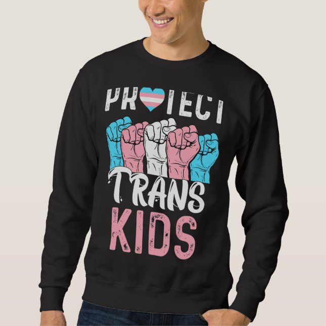 Stöd för Pridet Protect Trans Kids Transgender Lgb Lång Ärmad Tröja (Framsida)