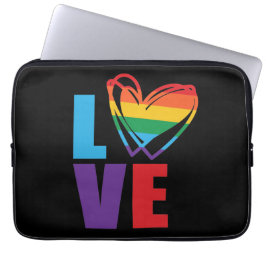 Stöd för Rainbow Kärlek Heart HGBTQ Laptop Fodral