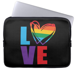 Stöd för Rainbow Kärlek Heart HGBTQ Laptop Fodral