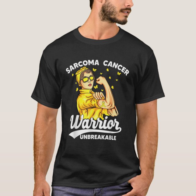 Stöd för Sarcoma Cancer Warrior Unbryable Sarcoma T Shirt (Framsida)
