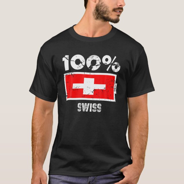 Stöd för Schweiz Flagga | 100 % schweizisk batteri T Shirt (Framsida)