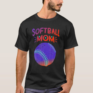 Stöd för Softball Mamma Funny Baseball Player-idro T Shirt