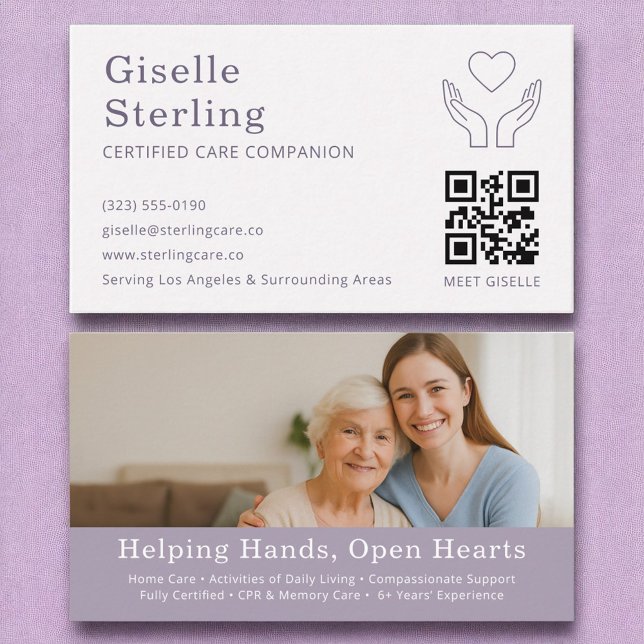 Stöd för support för äldre hemhjälparbetare QR-kod Visitkort (Skapare uppladdad)