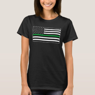 STÖD FÖR THIN GRÖNT LINE US AMERICAN FLAGGA HONOR T SHIRT