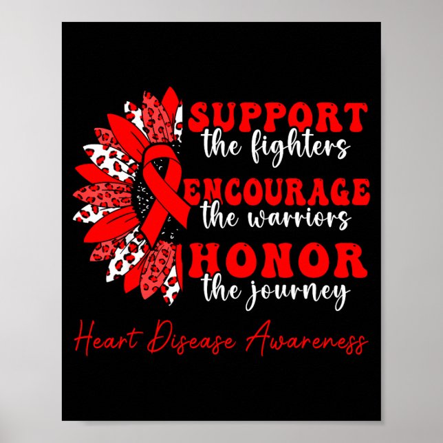 Stöd Heart Warriors sjukdomsmedvetenhet Solros Poster (Framsidan)