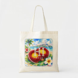 Stöd HIMELE Hawaiian Tote Bag ‘Ulī’ulī Tygkasse