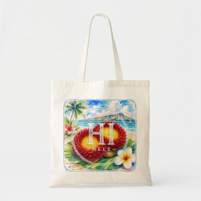 Stöd HIMELE Hawaiian Tote Bag ‘Ulī’ulī Tygkasse (Framsidan)