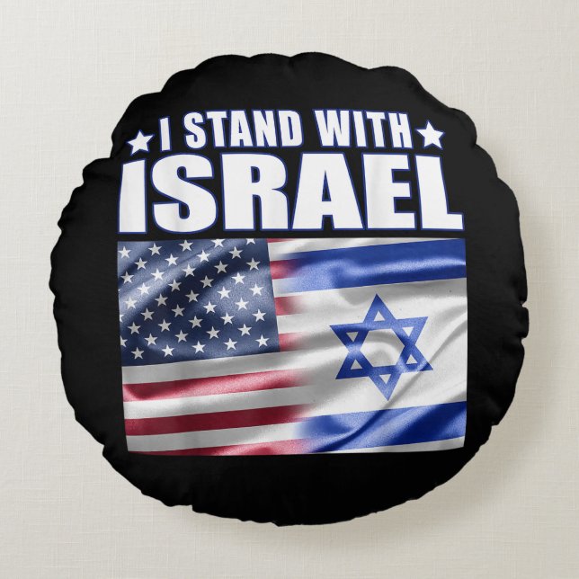 Stöd Israel Jag står med Israel  Rund Kudde (Framsidan)