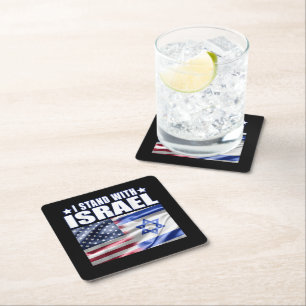 Stöd Israel Jag står med Israel  Underlägg Papper Kvadrat