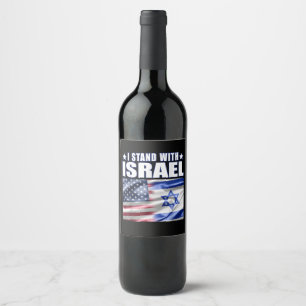 Stöd Israel Jag står med Israel  Vinflaska Etikett