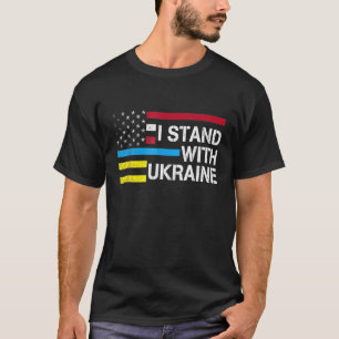 Stöd jag håller med Ukraina amerikanska Flagga Ukr T Shirt