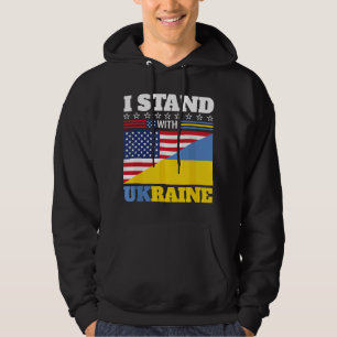 Stöd jag står med Ukraina Amerikansk Ukrainsk Flag Hoodie