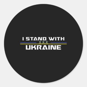 Stöd jag står med Ukraina amerikansk ukrainsk flag Runt Klistermärke