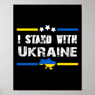 Stöd jag står med Ukraina Flagga Amerikansk Ukrain Poster