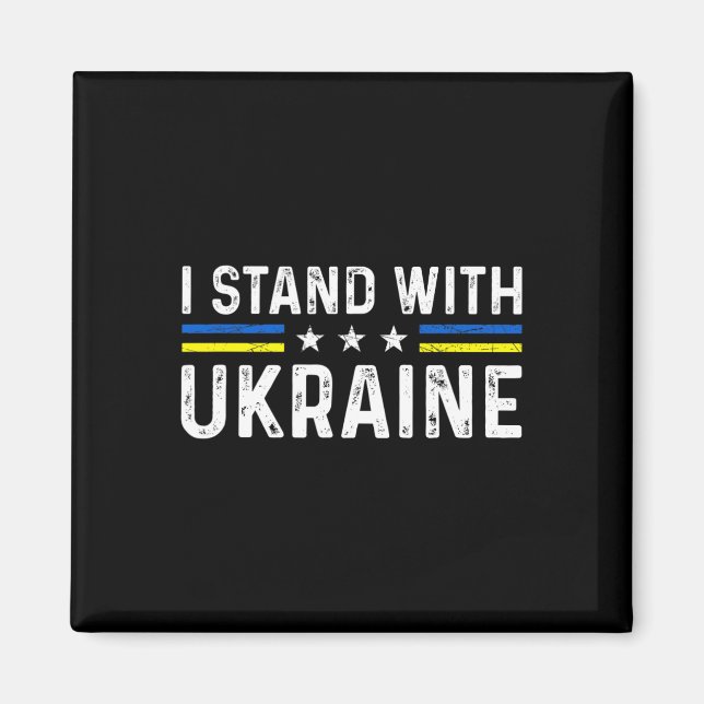 Stöd jag står med Ukraina ukrainska flaggan  Magnet (Framsidan)