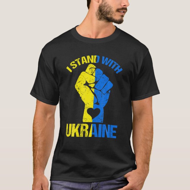 Stöd jag står på med Ukraina Puck Futin Ukrainas l T Shirt (Framsida)