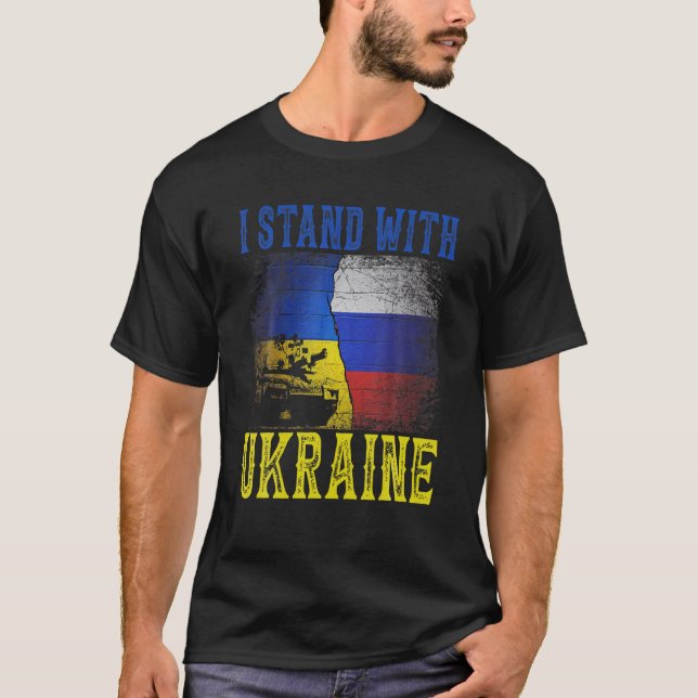Stöd jag står på med ukrainsk ukrainsk-ukrainsk uk t shirt (Framsida)