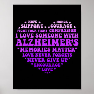 Stöd kärlek Heimers medvetenhet Hjärt typografi Wo Poster