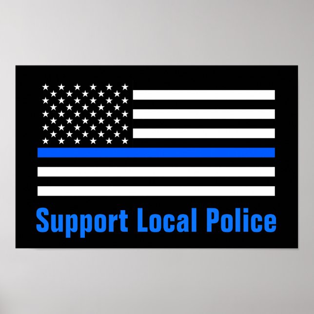 Stöd Lokal Polis Tunn Blå Linje Poster (Framsidan)
