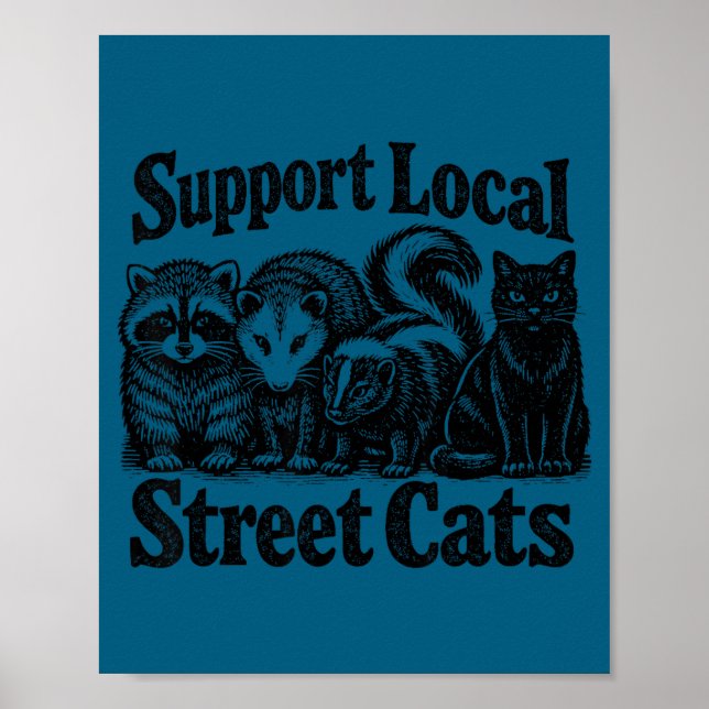 Stöd lokala gatumkatter team skräp opossum poster (Framsidan)
