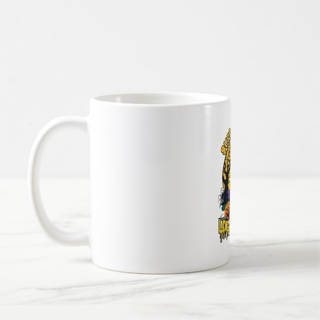 Stöd Lokala Häxor Halloween Katt Häxa Hatt Pumpa Kaffemugg (Vänster)